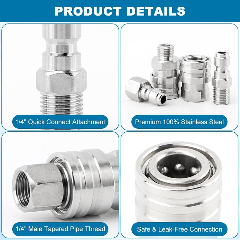 Axrivonte 2 Sets NPT 1/4 Inch Pressure Washer Coupler Quick