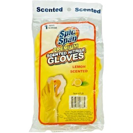 Spic And Span Lemon Scented Nitrile Heavy Weight Premium Reusable Gloves Large