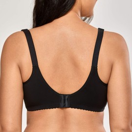 Gratlin Women's Cotton Breastfeeding Bra Large Sizes Without Underwire Full Cups - Black plain, size: 85F