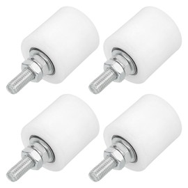 sourcing map 4Pcs Slide Gate Guide Roller, 1.7" Nylon Rollers Gate Support Assembly, Universal Door Pulley Wheels for Sliding Rolling Gate, Electric Door, White