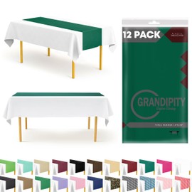 Dark Green 12 Pack Premium Disposable Plastic Table Runner 14 x 108 Inch. Table Runner for Dinner Parties & Events by Grandipity
