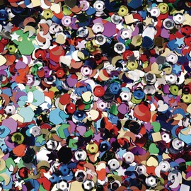 Colorations® Glitter Confetti, Great for Crafts, Sequin Slime, Costumes, Shoes, Scrapbooks, Jewelry, Sewing, Greeting Cards, Various Craft Projects, Includes a Variety of Shapes and Colors, 8 oz.,Red