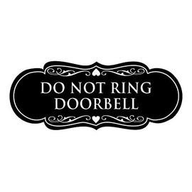 Signs ByLITA Designer Do Not Ring Doorbell Sign(Black) - Medium