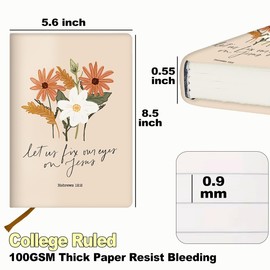 Floral Christian Lined Journal Notebook, Christian Gifts for Women 200 Pages, 5.6 x 8.5 inches College Ruled Thick Paper Notebook Journals, A5 Hardcover Leather Notebooks for Women Men Office Work-1