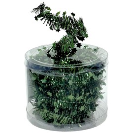 MIJOMA Tinsel Wire Garland Sparkling Stars - 7 m Christmas Garland for Christmas Tree, Advent Wreath, Festive Decoration - Stylish & Versatile for Celebrations, Weddings, Special Occasions (Pine