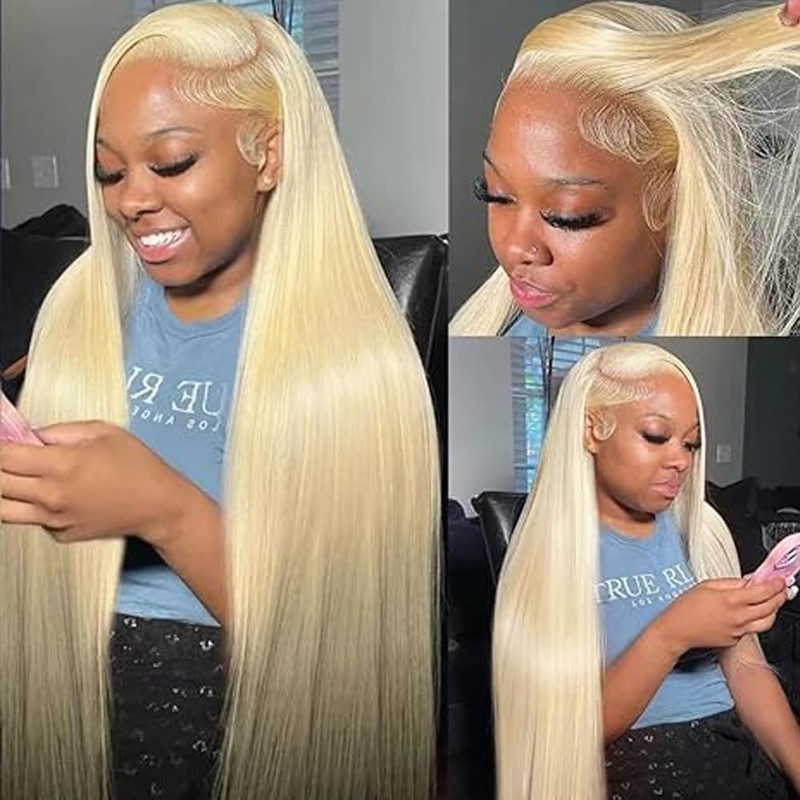 Hxxcoup Human Hair Wig Straight 13 x 4 Lace Front