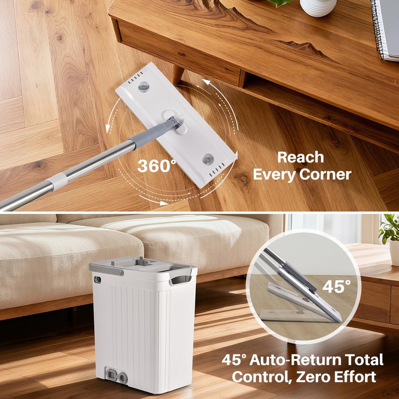 Veshiny Mop and Bucket Set, Flat Mop and Bucket System