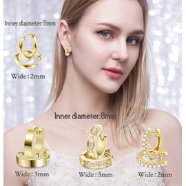 Sanfenly 6 Pairs Hoop Huggie Earrings for Women Minimalist Cuff Mini Bar Stud Earrings Gold Silver Cubic Zirconia Small Ear Piercing Set