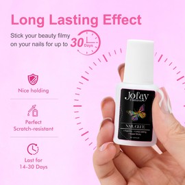 2 Packs Super Hold Nail Glue with Colorful Bow-Knot Nail Stud Rhinestones Crystal, 3D Bow-Knot Colorful Nail Charms Set for Nail Art DIY