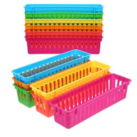 MAGICLULU 12 Bandejas de Plástico para Lápices Diseño Alargado y Resistente, Cestas Pequeñas para Organizar Escritorio en Aulas y Oficinas