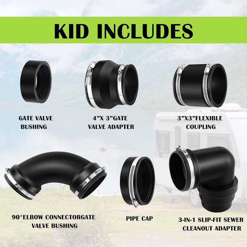 Innconee 6 Pcs RV and Camper Sewer Waste Plumbing Connection