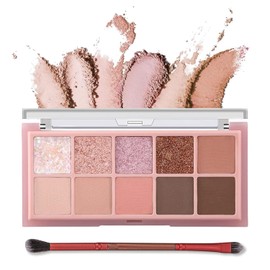 Paleta De Maquillaje De Sombras De Ojos De 10 Colores - Sombra De Ojos Mate Desnuda, Ultra Difuminable, De Larga Duración, Paleta Profesional De Sombras De Ojos Neutras Mates Y Brillantes Desnudas Con Pincel (5#)