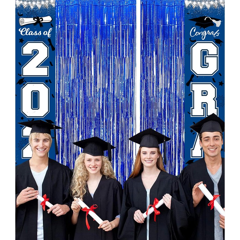 Graduation Decorations Blue White 2026/Blue Graduation Party Decorations/Congrats Grad Porch