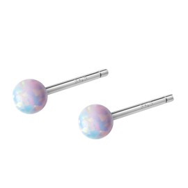 Silver 925 Silver Opal Style Mini Earrings, Ultra Small, Hypoallergenic, Present, Gift, Accessory Case Included, Sterling Silver