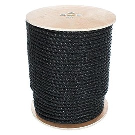 West Coast Paracord Twisted 3 Strand Polypropylene Rope (Black, 5/8 Inch, 50 Feet) - Waterproof and Floats in Water