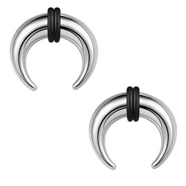 ZS 2Pcs Pincher Tapers Septum Rings, 2G 4G 6G 8G 10G 14G 16G Buffalo Horseshoe Stretcher Expander Piercing for Stretching Pierced Nose Ear Gauge, Stainless Steel, no gemstone