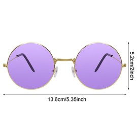 Round Hippie Glasses, 60s 70s Colored Circle Sunglasses for Women Men Disco Party Costume Accessories (Purple)