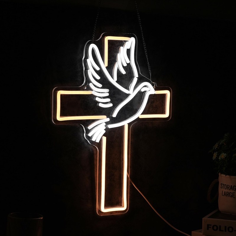 Cross Neon Sign Dimmable Led Easter Cross Neon Light For