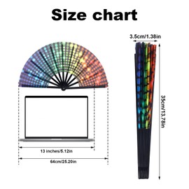 BOXOB Large Foldable Hand Fan, Bright Rave Popping Clack Neon Colors Plastic Line Dancing Folding Boots on the Ground Fan Classic Chinese Style Portable for Wedding Decoration