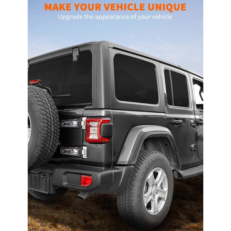 Savadicar 2-Piece Chrome Tailgate Hinge Trim Cover for Jeep Wrangler