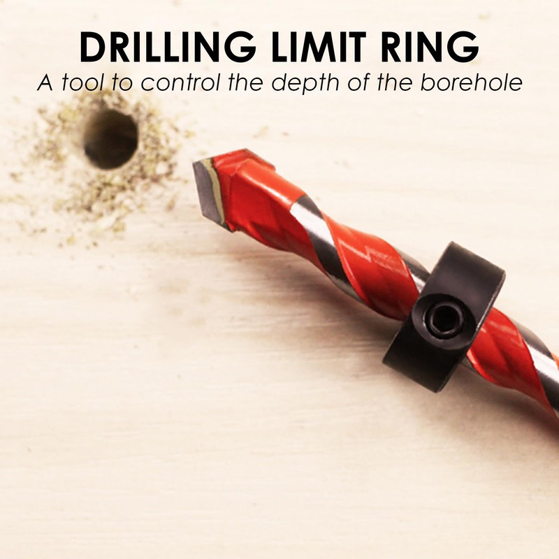 8 PCS Step Drill Bit Depth Stop Collar Ring Positioner