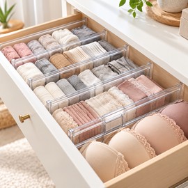 Adjustable Clear Drawer Dividers for Clothes, Kitchen Utensils & Office Supplies – Expandable Organizers for Neat, Clutter-Free Storage