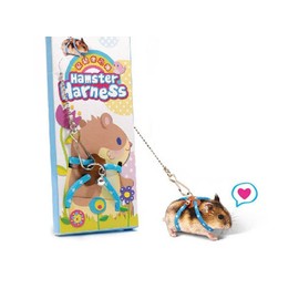 Harikaji Hamster Harness,Adjustable Harness Vest Leash Hamster Chest Straps with a Small Bell Rat Mouse Squirrel Sugar Glider Small Animal (Blue)