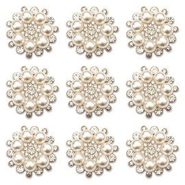 Builcker 20 piezas bañadas en plata con cuentas de flores redondas de diamantes de imitación para decoración hecha a mano, ropa, zapatos, sombreros (dorado)