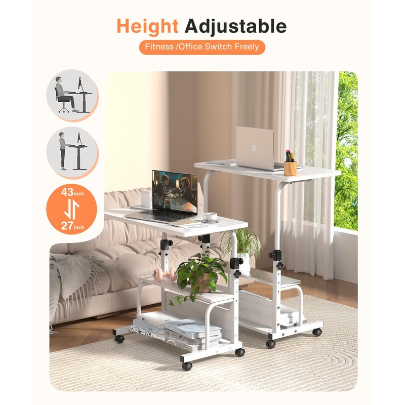 QZMDSM Portable Desk with Wheels Small Standing Desk on Wheels