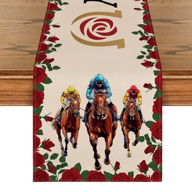 Artoid Mode Horse Race Run for The Roses Kentucky Table Runner, Sports Festival Kitchen Dining Table Decoration for Home Party Decor 13x72 Inch