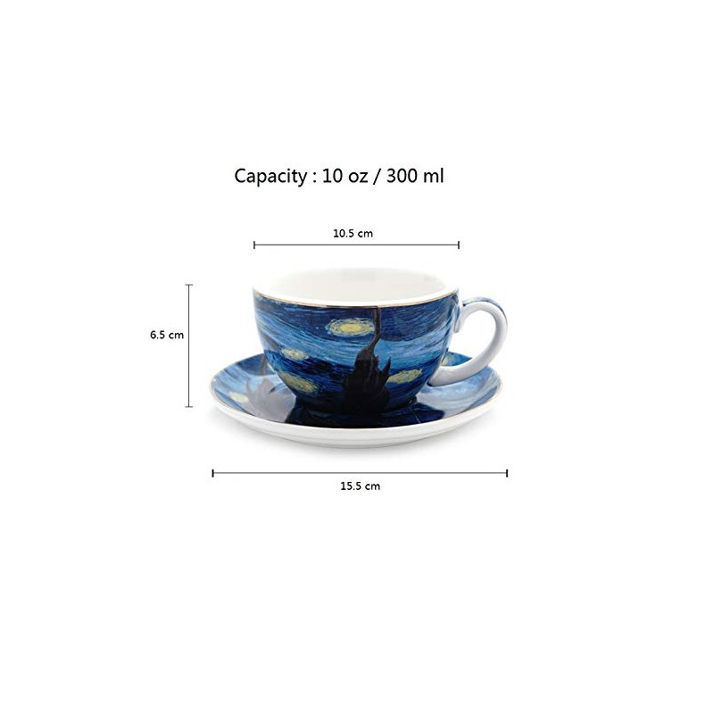 Coffeezone Vincent Van Gogh Art The Starry Night Porcelain Latte