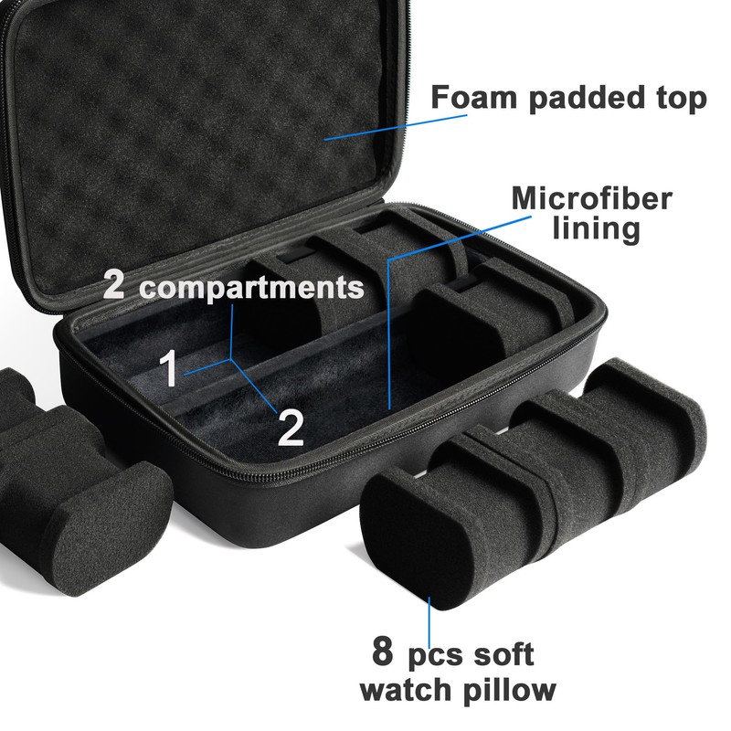 AUKURA 8 slots Watch Case, hard watch storage case, hard