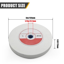 1 Piece Benchtop Grinding Wheel, 5 Inches, Suitable for Grinding Alloy Steel, Hardened Steel, High Carbon Steel and Other Metals. 80 Grit, 1/2" Mandrel Hole, 0.67" Thickness (White Corundum)