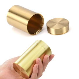 Ushinelit Brass Tea Canister, Small Portable Caddy Storage Container for Tea Coffee Nuts (Small Size 1.77” x 2.95”)