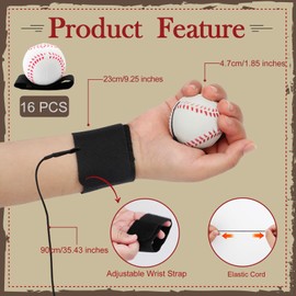 SAYAYA 16 PCS Wrist Return Ball 1.85 Inches Baseballs on a String Rebound Ball with Strap Soccer & Tennis Sport Party Favors, Wrist Exercise, Practice, and Fun Play for Kids & Adults