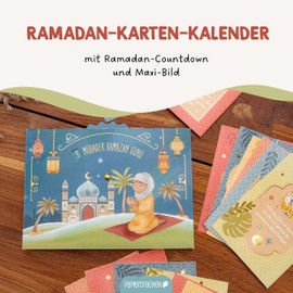 Papierdrachen Papierdrachen Kartenkalender für Kinder zum Ramadan - 30 Karten DIN A6 - tägliche Inspiration - Ramadan-Countdown - Set 01