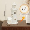 White Ceramic Christmas Houses Lighthouse Lamp, Small Figurines for Ceramic