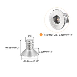 QUARKZMAN #10-24x3/8 Inch Flat Countersunk Socket Cap Screws 25 Pieces 304 Stainless Steel Hexagonal Socket Flat Head Screws Full Thread Countersunk Bolts