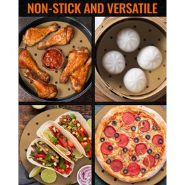 6.7 inch Parchment Paper Rounds, Round Sheets for Baking, Air Fryers, Hamburger Patty, Tortilla, Dumpling, Gyoza, Cake Pans, Steamers, Non Stick Small Pre-cut Paper Liners, Unbleached