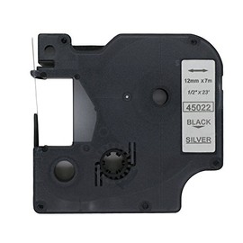 BROVACS 1 x Black on Silver Label Tape Compatible with DYMO D1 45022 12mm 1/2" OPA2222