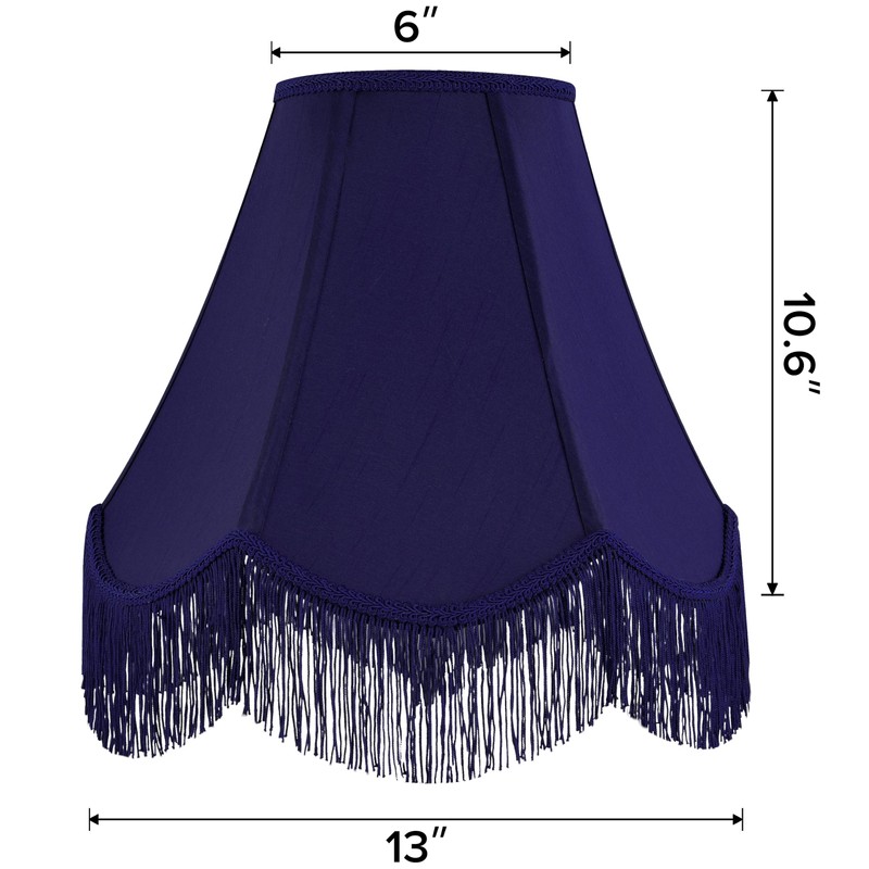 GO&SO Blue Silk Bell Lamp Shades Petal Edge Braid with