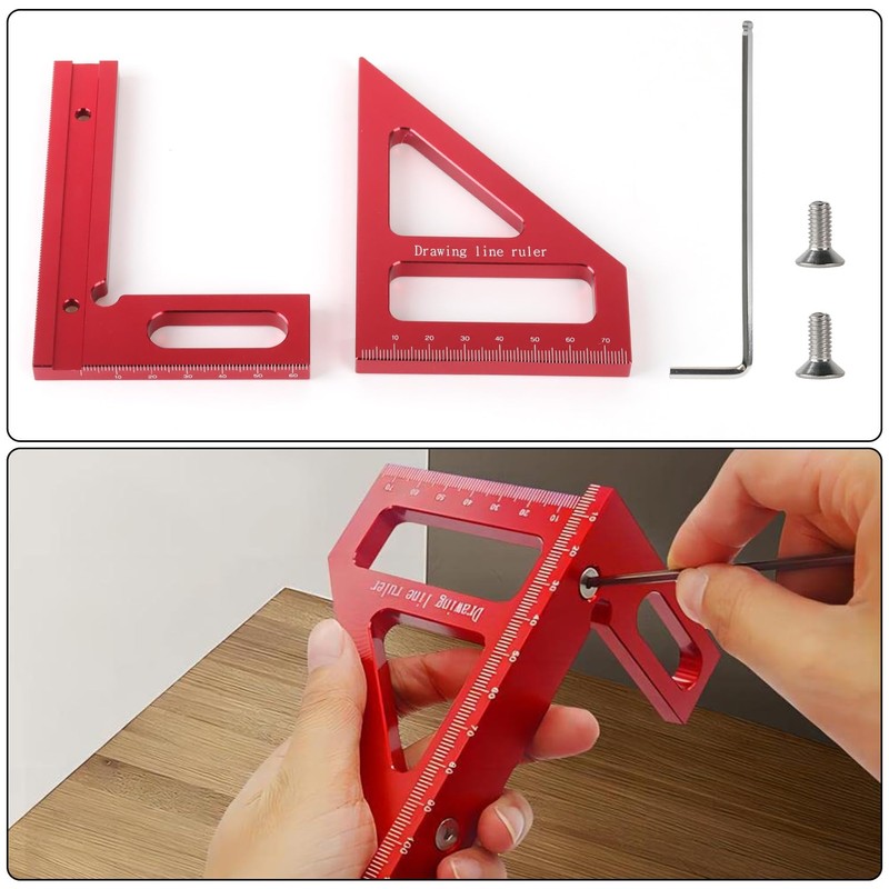 Prmape Carpenter's Square, 3D Multi-Angle Measuring Ruler, Aluminium Alloy Try