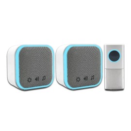 Uni-Com Wireless Portable & Plug-in Door Chime Set, 150m Operating Range, 30 Different Chimes, LED Chime Alert, 3 Operating Modes, Easy Install, White