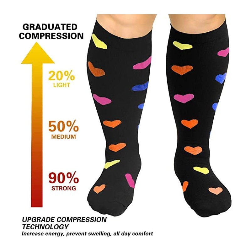 Cheeroyal 2 Pair Plus Size Compression Socks for Women Men