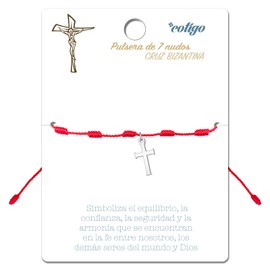 cotigo 7 Knot Red Cross Bracelet Stainless Steel Lucky Charm and Evil Eye Protection Bracelet for Couples Friendship Adjustable Fashion Jewelry for Men and Women, Metal