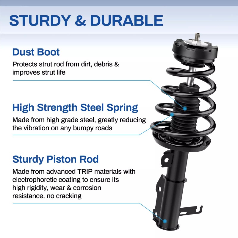 LEDKINGDOMUS Front Complete Struts Shocks & Coil Spring Assembly For
