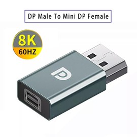 AYMBH 8K DisplayPort Male to Mini DisplayPort Female Adapter, 1.4 UHD HDR DP Extender for Laptop, PC, Monitor, Backward Compatible with 4K@120Hz, Plug & Play with Aluminum Alloy Shell, Compact Design