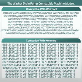 WDTA50SAHB0 WDTA50SAHM0 WDTA50SAHV0 Dishwasher Circulation Pump & Motor Fit for Whirlpool WDTA50SAHW0 WDTA50SAHZ0 WDT750SAHB0 WDT750SAHM0 WDT710PAHZ1 WDT730PAHB0 WDT730PAHV0 WDT730PAHW0 WDF560SAFM2