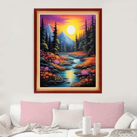 Dimxvean Stamped Cross Stitch Kits,Cross Stitch Kits for Adults Beginners,Embroidery Kits Full Range of Cross Stitch Stamped Kits Needlepoint Kits Cross Stitch Patterns-Sunrise Scenery 16x20 inch