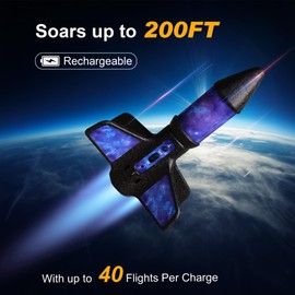 FUNBOOST Rocket Launcher for Kids, Air Rocket Toy Launch up to 200 ft, Electric Flying Model Rocket Kits with Parachute Safely Land, Outdoor Rocket Toys for Boys & Girls, Ages 8-12